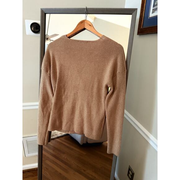 Calligraphie Gold Shimmer Wrap Sweater Metallic Knit Top Large - Picture 7 of 7